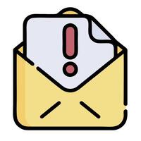 An envelope with an exclamation mark on it vector