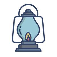 An old lantern with a burning candle on top vector