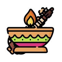 A bowl with a candle and a guitar vector