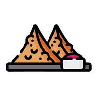 A plate with two mountains and a sushi roll vector