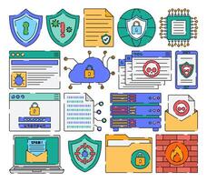 Internet Cyber Security and Privacy Icons Illustrartion Collection vector