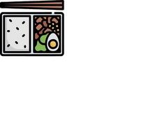 A bento box with food and chopsticks vector