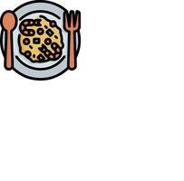 A plate with food and a fork and spoon vector