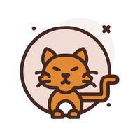 A cat is sitting in a circle with stars around it vector