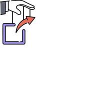 A hand holding a box with a red arrow pointing to it vector