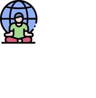 A man sitting in a lotus position with a globe in the background vector