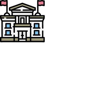 A building with a flag on top of it vector