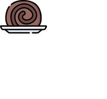 A chocolate cake on a plate with a swirl vector