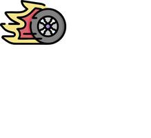 A cartoon wheel with a flame on it vector