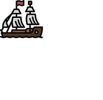 A cartoon ship with sails on a white background vector