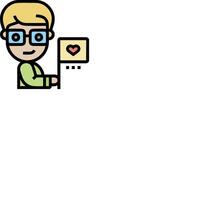 A cartoon man holding a sign with a heart vector