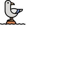 A seagull sitting on a rock in the water vector