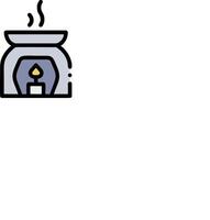A black and white illustration of a candle in a pot vector