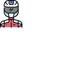 A cartoon man in a helmet with a red and white shirt vector