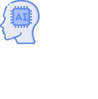 A blue icon of a head with a computer chip in it vector