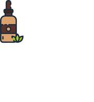 A bottle of cbd oil with a leaf on top vector