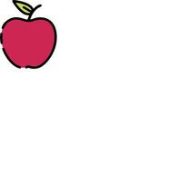 An apple is shown in a cartoon style vector