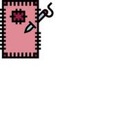 A pink notebook with a needle and thread vector