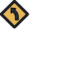 A yellow and black sign with an arrow pointing left vector