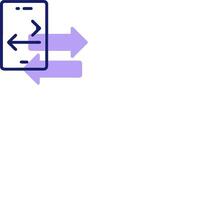 A phone with a blue arrow pointing to it vector