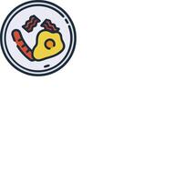 A plate with a slice of bacon and a slice of bread vector