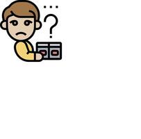 A man holding a box with a question mark on it vector