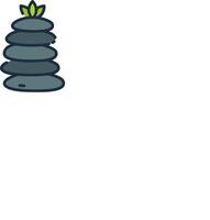 A stack of stones with a green plant on top vector