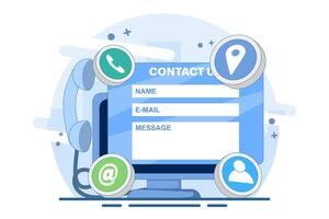 contact us concept, customer service, online support, hotline, help desk. Call center, online customer support. Contact Us Customer Service for Personal Assistant Service. illustration. vector