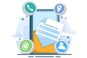 contact us concept, customer service, online support, hotline, help desk. Call center, online customer support. Contact Us Customer Service for Personal Assistant Service. illustration. vector
