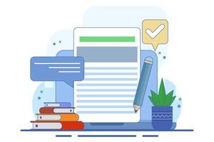 Modern online education concept for website banner. e-learning, internet courses, applied learning, university studies, classroom, tutorials, library on computer. flat illustration. vector