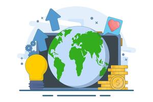 business trend analysis concept and new business trend project promotion. future prediction analysis. Data analysis, stock market analysis, trader, broker. Flat illustration on background. vector