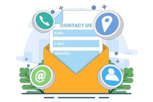 contact us concept, customer service, online support, hotline, help desk. Call center, online customer support. Contact Us Customer Service for Personal Assistant Service. illustration. vector