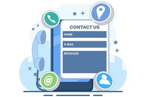 contact us concept, customer service, online support, hotline, help desk. Call center, online customer support. Contact Us Customer Service for Personal Assistant Service. illustration. vector