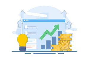 business trend analysis concept and new business trend project promotion. future prediction analysis. Data analysis, stock market analysis, trader, broker. Flat illustration on background. vector