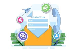 contact us concept, customer service, online support, hotline, help desk. Call center, online customer support. Contact Us Customer Service for Personal Assistant Service. illustration. vector