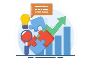 Business solutions and support concept, problem solving and decision making, innovative ideas. Connecting puzzle elements, team metaphor, business approach, brainstorming. illustration. vector
