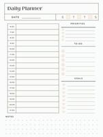 Daily Planner Template for Focused and Organized Task Management vector