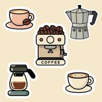 Coffee Elements Set Coffee Cups, Beans, and Accessories Illustrations vector