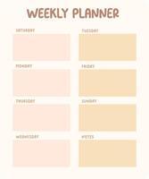 Weekly Plan Template for Structured and Productive Time Management vector