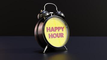 Analog Alarm Clock With Happy Hour text photo