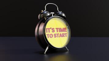 Analog Alarm Clock With It's Time To Start Text photo