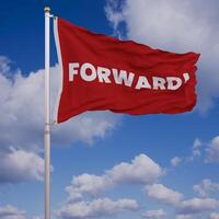 Waving Red Flag With Forward Text On photo
