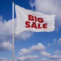 Waving White Flag With Big-Sale Text On photo