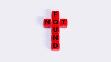 Red and Black - Not Found - Word On Plastic Blocks - With White Background photo