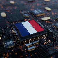 Flag of France on a processor, CPU or Chip photo