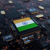 Flag of India on a processor, CPU or Chip photo