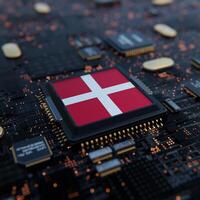 Flag of Denmark on a processor, CPU or Chip photo