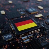 Flag of Germany on a processor, CPU or Chip photo