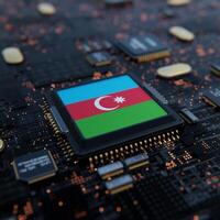 Flag of Azerbaijan on a processor, CPU or Chip photo