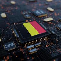 Flag of Belgium on a processor, CPU or Chip photo